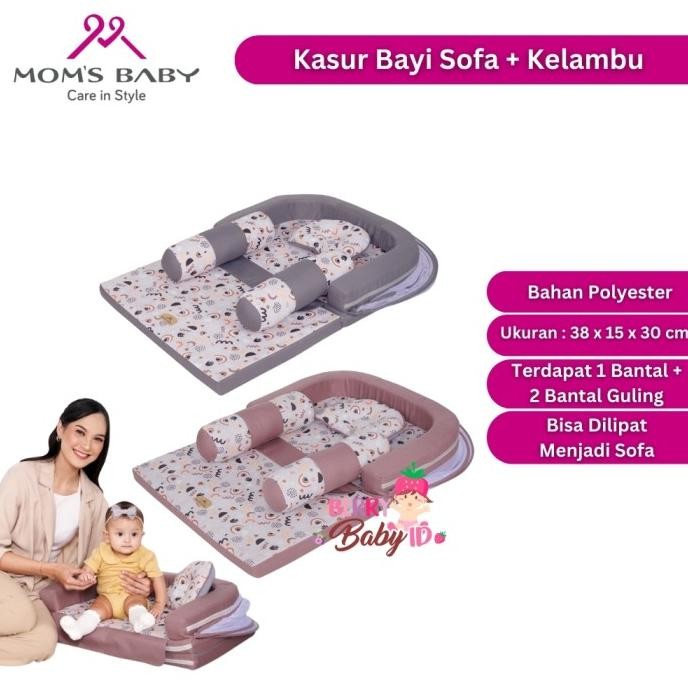 Moms Baby Kasur Bayi Sofa + Kelambu Bantal Guling Baby Mattress