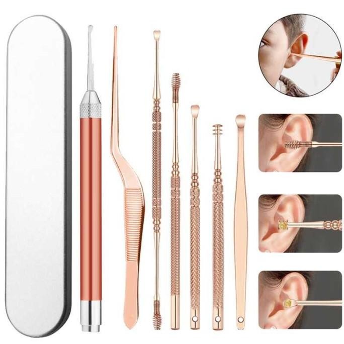 Baru Alat Pembersih Telinga Korek Kuping Lampu LED Anak Besi Stainless