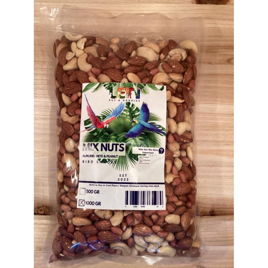 

Kacang Almond Mede Tanah Pakan Kakatua Macaw Parrot Lein Mixnuts Berkualitas