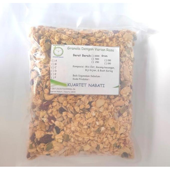 

1000gr Granola Crispy - Crunchy Mix Roasted Oat, Slice Almond, Mede, Sunflower Seeds, Pumpkin Seeds Varian Rasa Berkualitas
