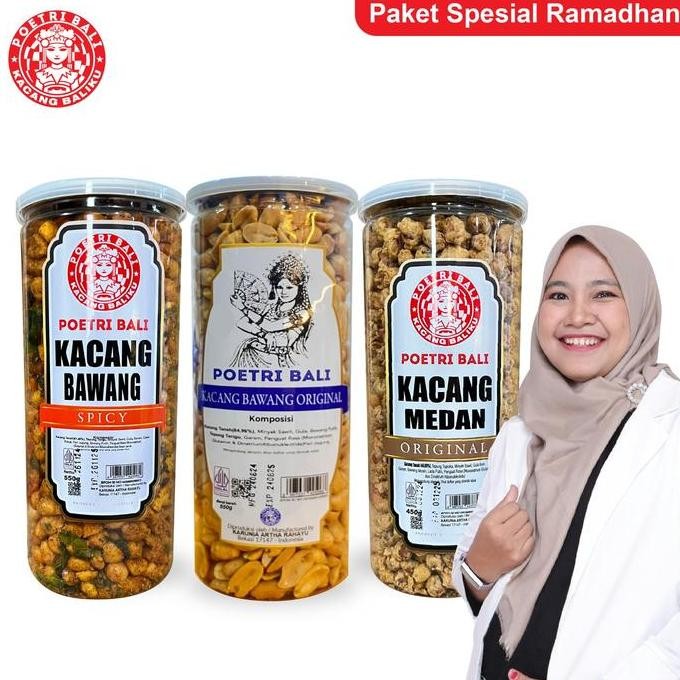 

KACANG EDISI LEBARAN KACANG POETRI BALI BUNDLING (BAWANG SPICY, BAWANG ORIGINAL, MEDANG ORI) TOPLES BESAR X BUNDASUKSESPASTI ORIGINAL