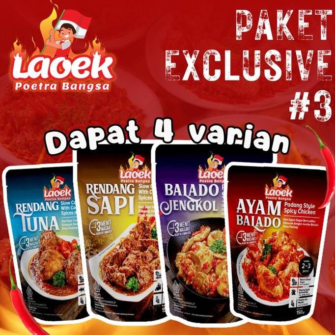 

{PAKET EXCLUSIVE #3} AYAM BALADO/RENDANG IKAN TUNA/BALADO JENGKOL/RENDANG SAPI/ MAKANAN KALENG / LAUK SIAP SAJI / FROZEN FOOD BAWANG DAGING OIL BEEF MEAT FOOD SEAFOOD INSTAN READY TO EAT ORIGINAL