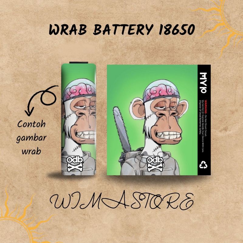 

Terlaris Stiker Wrap Baterai 18650 Odb Nft Monyet Untuk Melindungi Garskin Custom Case Laminasi Tebal COD