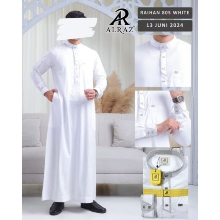 Terbaru Baju Gamis Muslim Pria Jubah Khusus Putih Alraz Model Raihan Promo