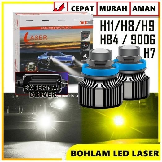TERMURAH - Lampu bohlam LED Foglamp Kabut Mobil LASER Projie H11 H8 H16 2 warna