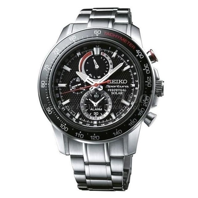Seiko SSC357P1 Sportura Perpetual Solar Silver Black
