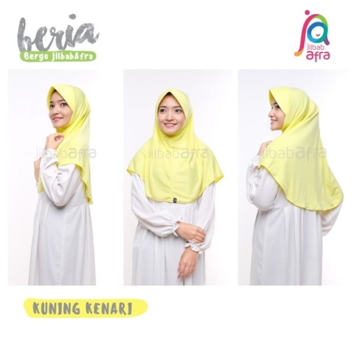 Jilbab Afra t Arfa Beria Kerudung Kaos Bergo Hijab Kuning Kenari