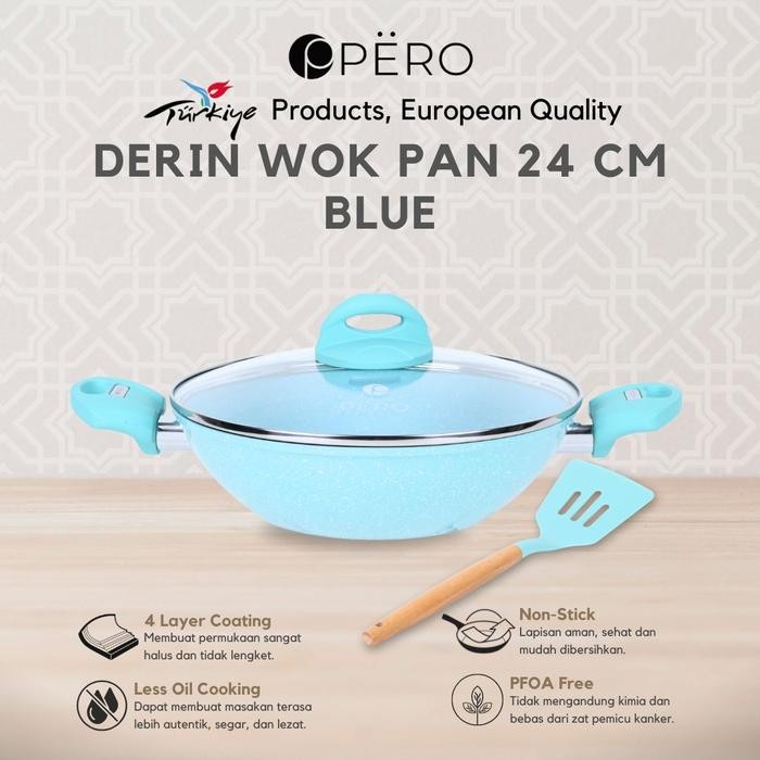 [Exclusive Celyhome] Pero Derin Wok Pan 24 cm / Casserole 24cm with Lid Granite / Wajan Panci