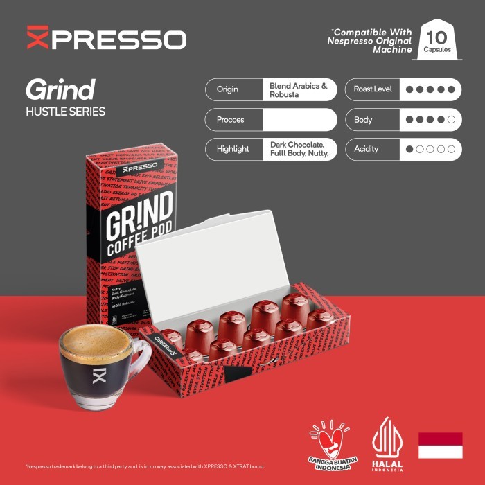 

Kopi Kapsul Grind - Xpresso Coffee Capsule - Nespresso Compatible