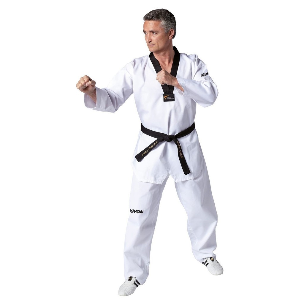 Terbatas..! Baju Seragam Dobok Taekwondo Kerah Hitam Kwon Victory Bkn Moks Adidas