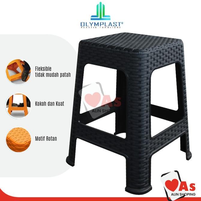 

New Olymplast Kursi Plastik Bangku Bakso Anyaman Rotan Rattan Square