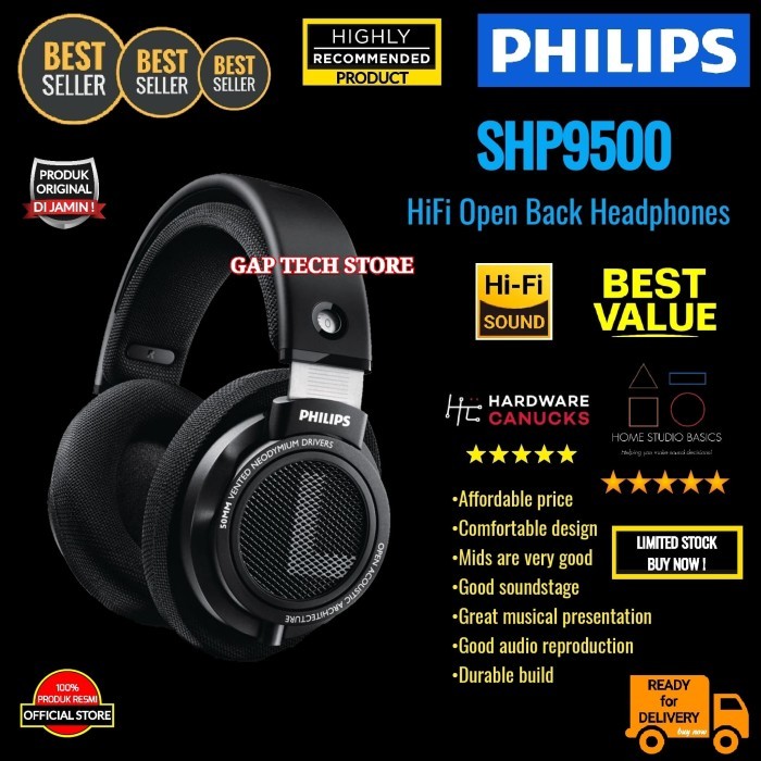Philips Shp9500 / Shp 9500 Hifi Precision Stereo Over-Ear Headphones