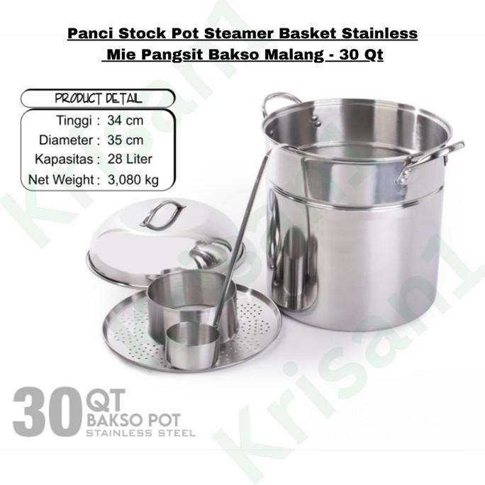 

New Panci Stock Pot Steamer Basket Stainless Mie Pangsit Bakso Malang