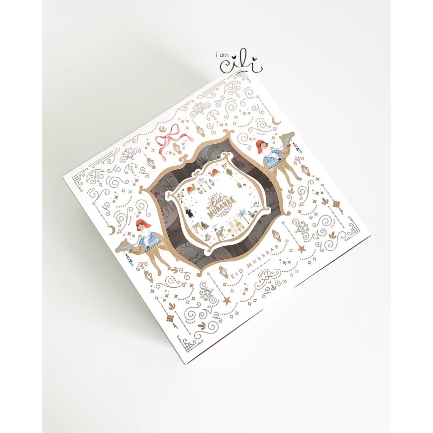 

(Box 22 X 22 X 10 Cm Lebaran)Kotak Kue Kering Bolu Lapis (Isi 10)
