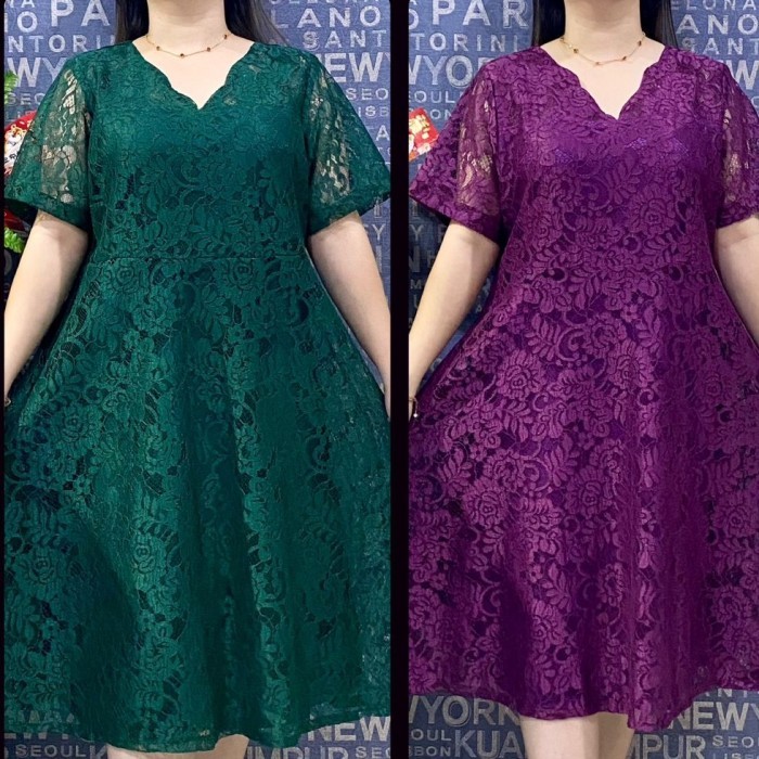 Diskon Dress Brokat Jumbo/Dress Jumbo Xxl/Dress Brokat/Dress Bigsize/Baju Xxl Dsk4