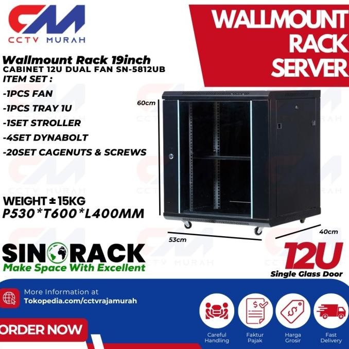Promo Wallmount Rack 12U, Rak Server Single Door 12U