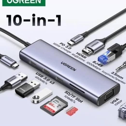 UGREEN 10 IN 1 HUB USB TYPE C ADAPTER DOCKING USB C MULTIPORT 10IN1