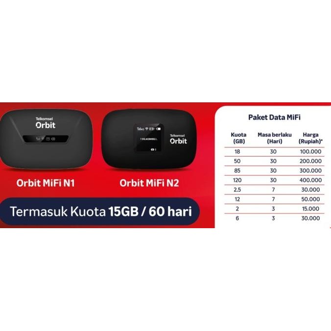 Promo Mifi Router Telkomsel Orbit Mifi N2 Portable Modem Wifi 4G Bonus Data