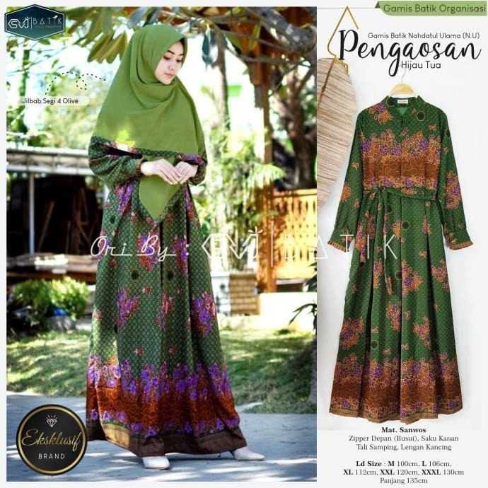 Gamis muslimat NU warna hijau tua baju pengajian seragaman New