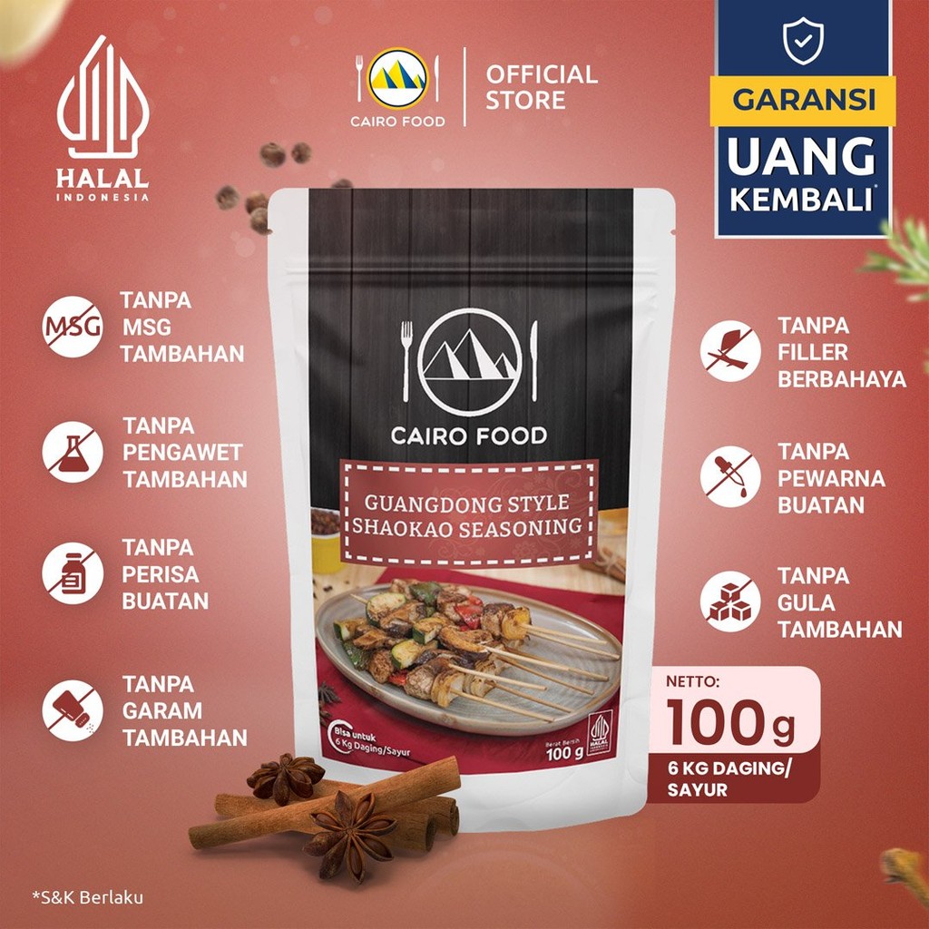 

Bumbu Shaokao Guangdong Style Sehat – Tanpa MSG, 100% Rempah Murni | Cairo Food - 100 gram