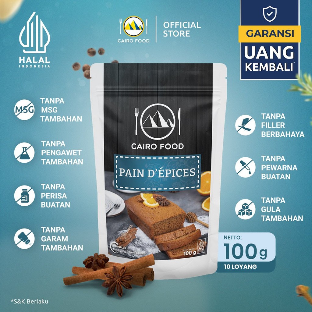 

Bumbu Pain d'Épices Sehat – Tanpa MSG, 100% Rempah Murni | Cairo Food - 100 gram