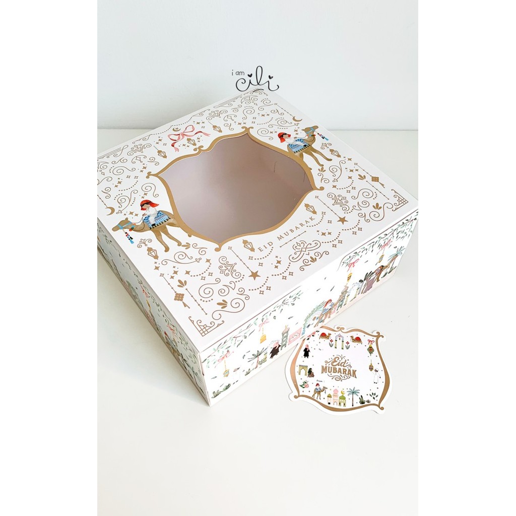 

New! BOX 22 x 22 x 10 cm LEBARANkotak kue kering bolu lapis isi 10 - BOX DYRA22 Idul Fitri