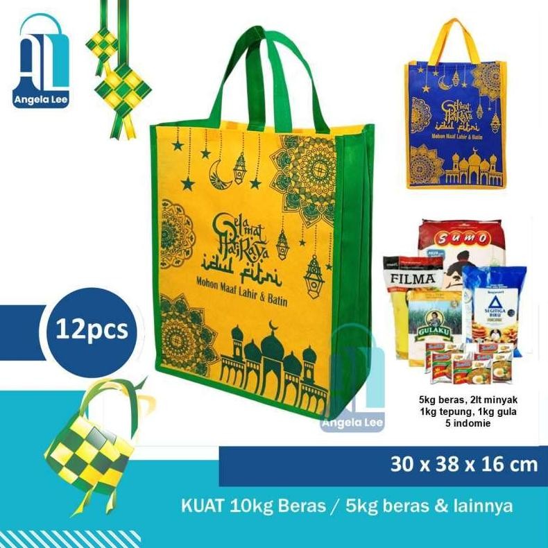 

Tas kain Spunbond Bingkisan Lebaran Paket Idul Fitri Ramadhan Syukuran THR Sirup 30x38x16cm Sembako