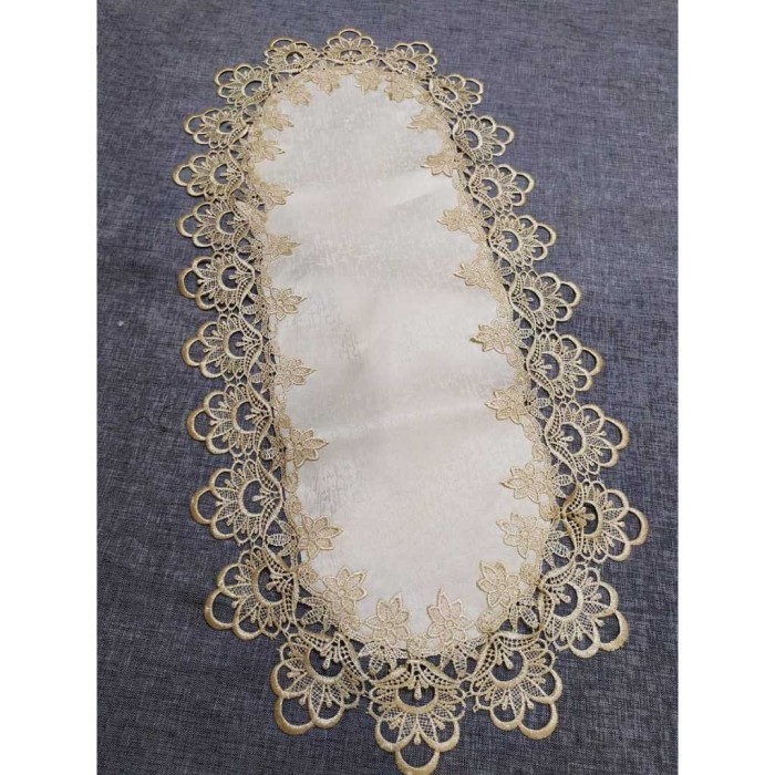 BEST SELLER TAPLAK MEJA TAMU OVAL RENDA BORDIR MEWAH TAPLAK MEJA OVAL BORDIR PREMIUM 4390 CM