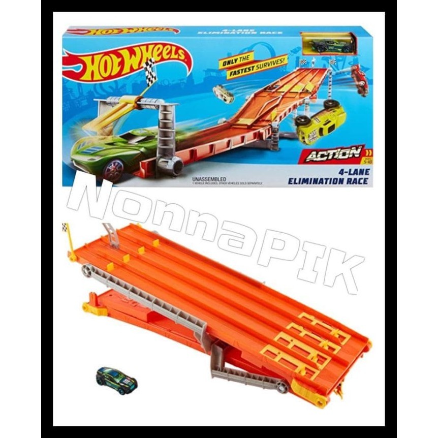 BAGUS HOT WHEELS 4-LANE ELIMINATION RACE TRACK SET BEST