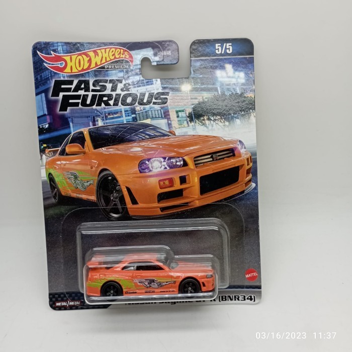 HOTWHEELS FAST AND FURIOUS NISSAN SKYLINE GT-R (BNR34) CARD NO MINT