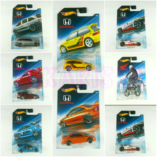 HOT WHEELS HONDA SERIES SET 8 PCS CIVIC EF CRX CIVIC SI S2000 MONKEY