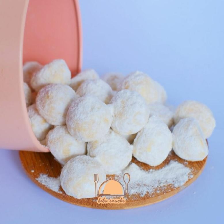 

COD Kue Putri Salju Susu Bibasnacks ( Gratis kue sagu / semprit kemasan Pouch ) fgk-24
