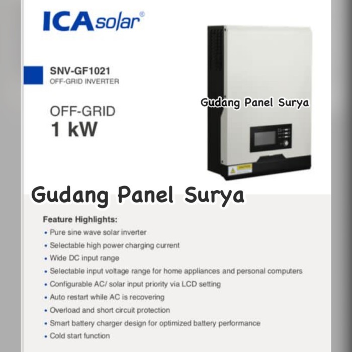 Hybrid Inverter ICA Solar 1KW Hybrid Ongrid Offgrid 1000W SNV-GF1021