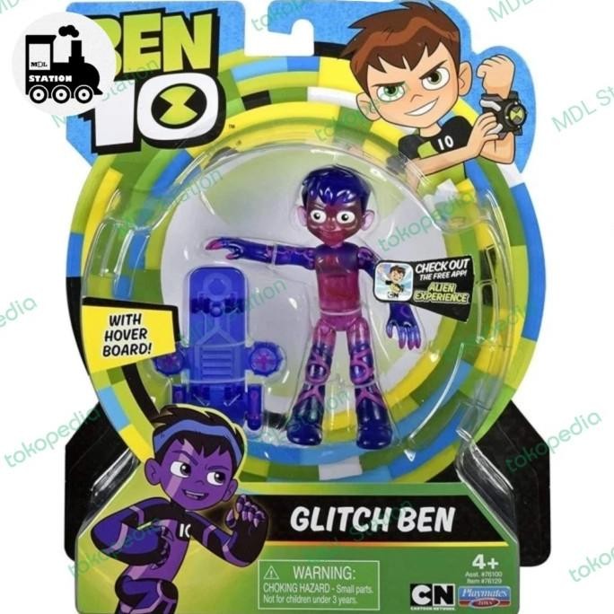 Playmates Cartoon Network Ben 10 Figure - Glitch Ben with Hover Board