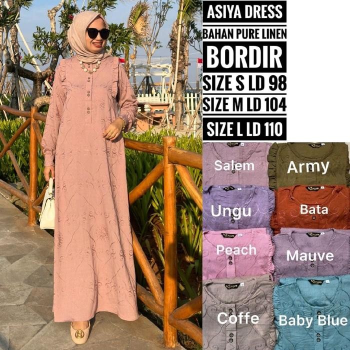 Asiya Dress Gamis Busui Harian Polos Bordir