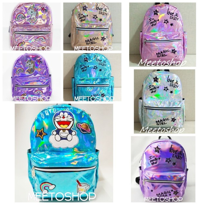 Tas Ransel Backpack Anak Cewe Remaja Girl Fashion Hologram