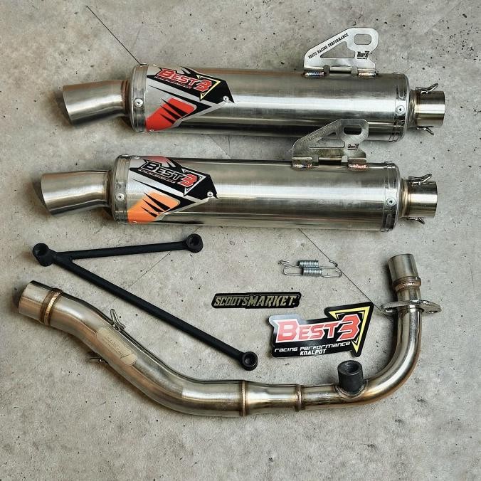 Knalpot Best3 Shukoi Long Vespa Matic Sprint Primavera S LX 3V iGet