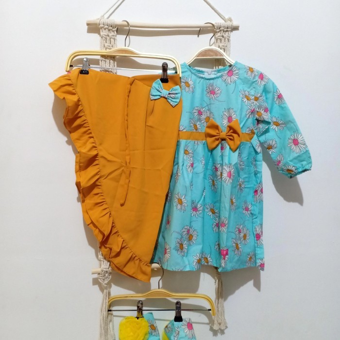 EH836 Set Gamis Baby Boots 6-15 Bulan Baju Muslim Anak Bayi Balita Jilbab SALE