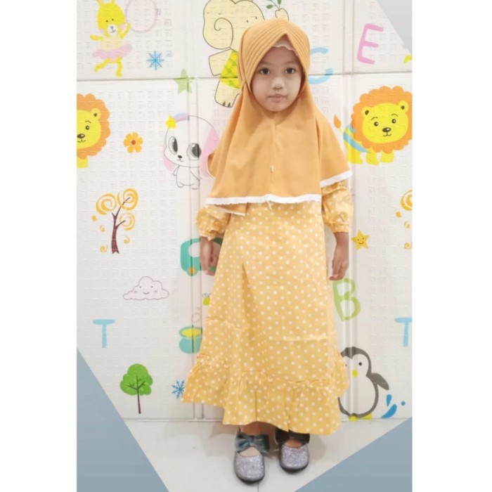 FH502 Gamis Anak Umur 4 tahun Katun Jepang Ori Japan Design Polkadot STOK TERBATAS