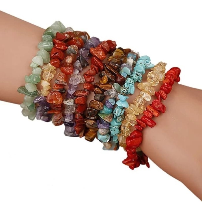 

LIMITED EDITION Gelang batu alam kerikil POLOS etnik natural chips stone bracelet BG32