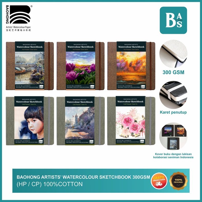 

Baohong Artists' Watercolour Sketchbook 300gsm (HP / CP)