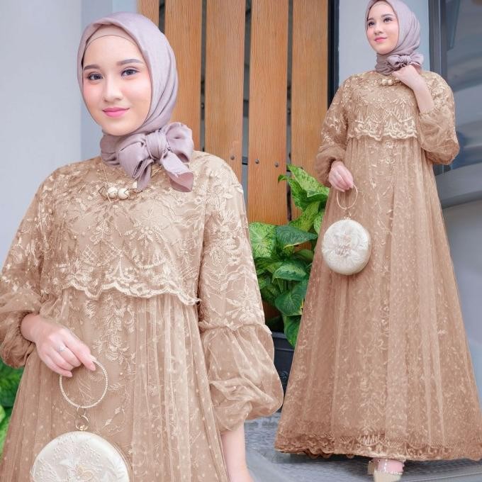 Masita Dress Kebaya Jumbo Wanita Muslim Model Gamis Maxi Kekinian Best Seller
