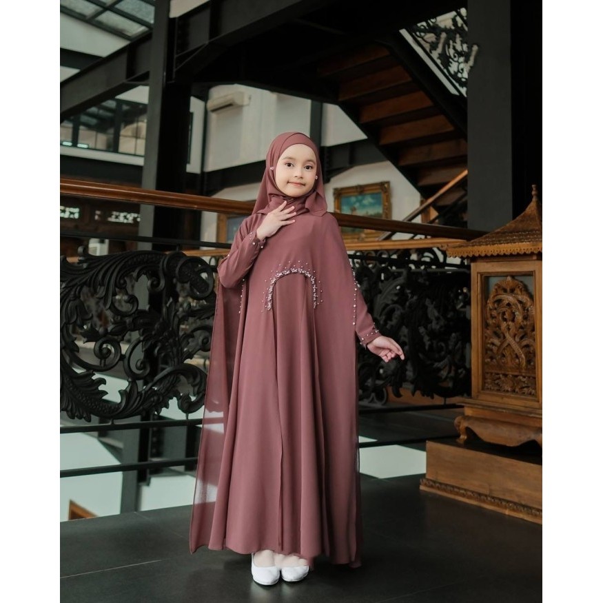 Terlaris Baju Muslim Anak Perempuan 7-13 Tahun Gamis Abaya Anak Lebaran Modern Kekinian Luna