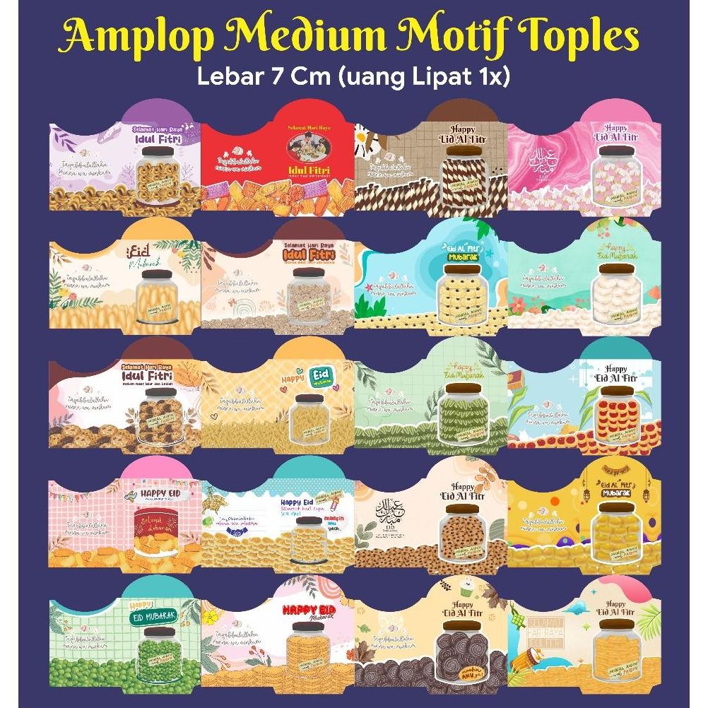 

h-4 AMPLOP LEMBARAN MOTIF TOPLES KUE LEBARAN ukuran medium uang lipat 1x Premium