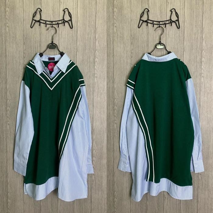 FASH - 1497 TUNIK WANITA BERBAHAN KAOS MOTIF SALUR BAHAN NYAMAN