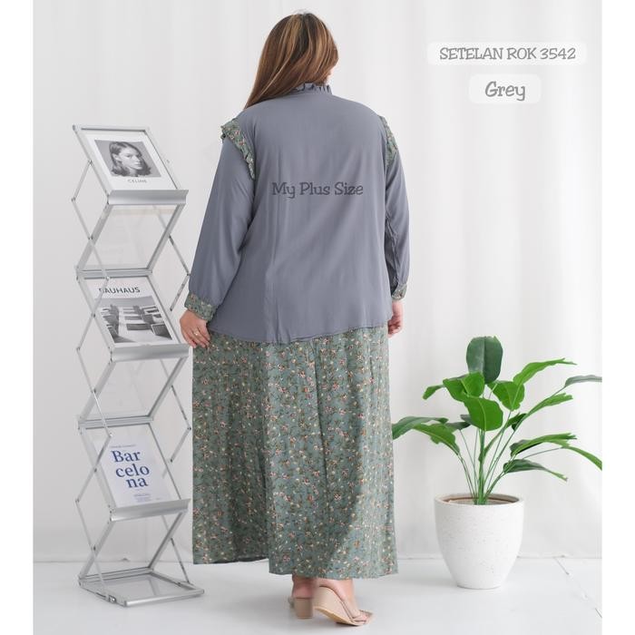 SETELAN ROK BUNGA SUPER JUMBO 3542, LD 130 & 145 CM