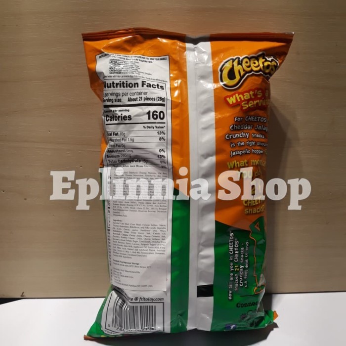 

Fritolay Cheetos Crunchy Cheedar Jalapeno Cheese Flavored Snack 80Z