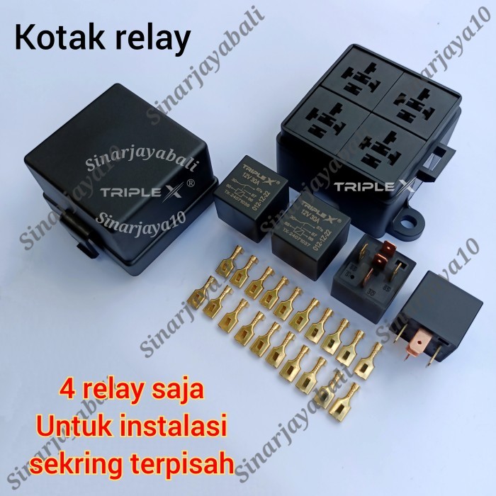 NEW box relay kotak rellay 4 tempat rilay rumah reli 4 relay universal motor mobil kendaraan
