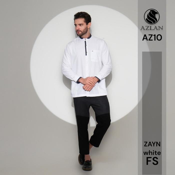 Kemeja Koko Pria Zayn White Lengan Panjang Katun Azlan Indonesia - Baju, Formal