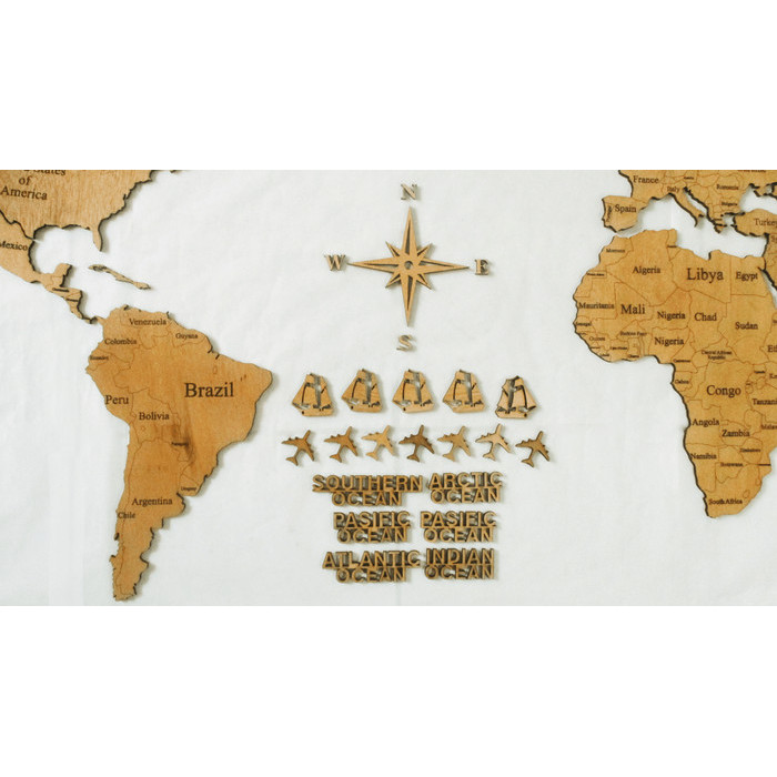 Peta dunia kayu (World Map Wood) / Dekorasi Hiasan Dinding